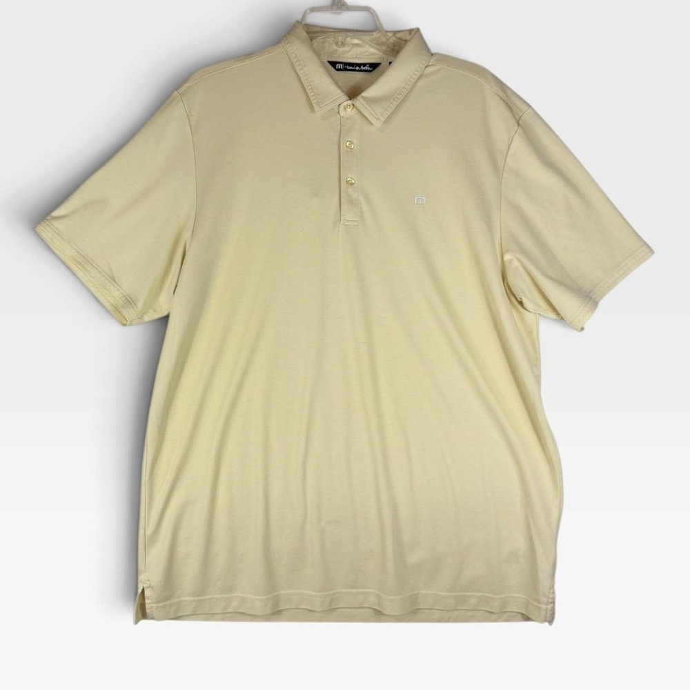 TravisMathew Polo Shirt Mens XL Yellow Pima Cotton Blend Short Sleeve